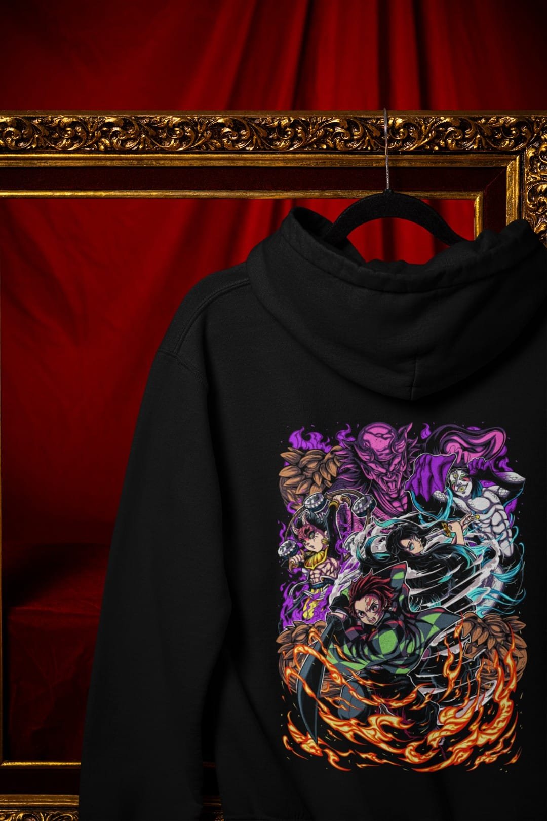 Tanjiro & Muichiro Hooded Sweatshirt – Black