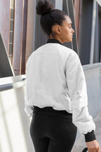 Unisex White Color Bomber Jacket