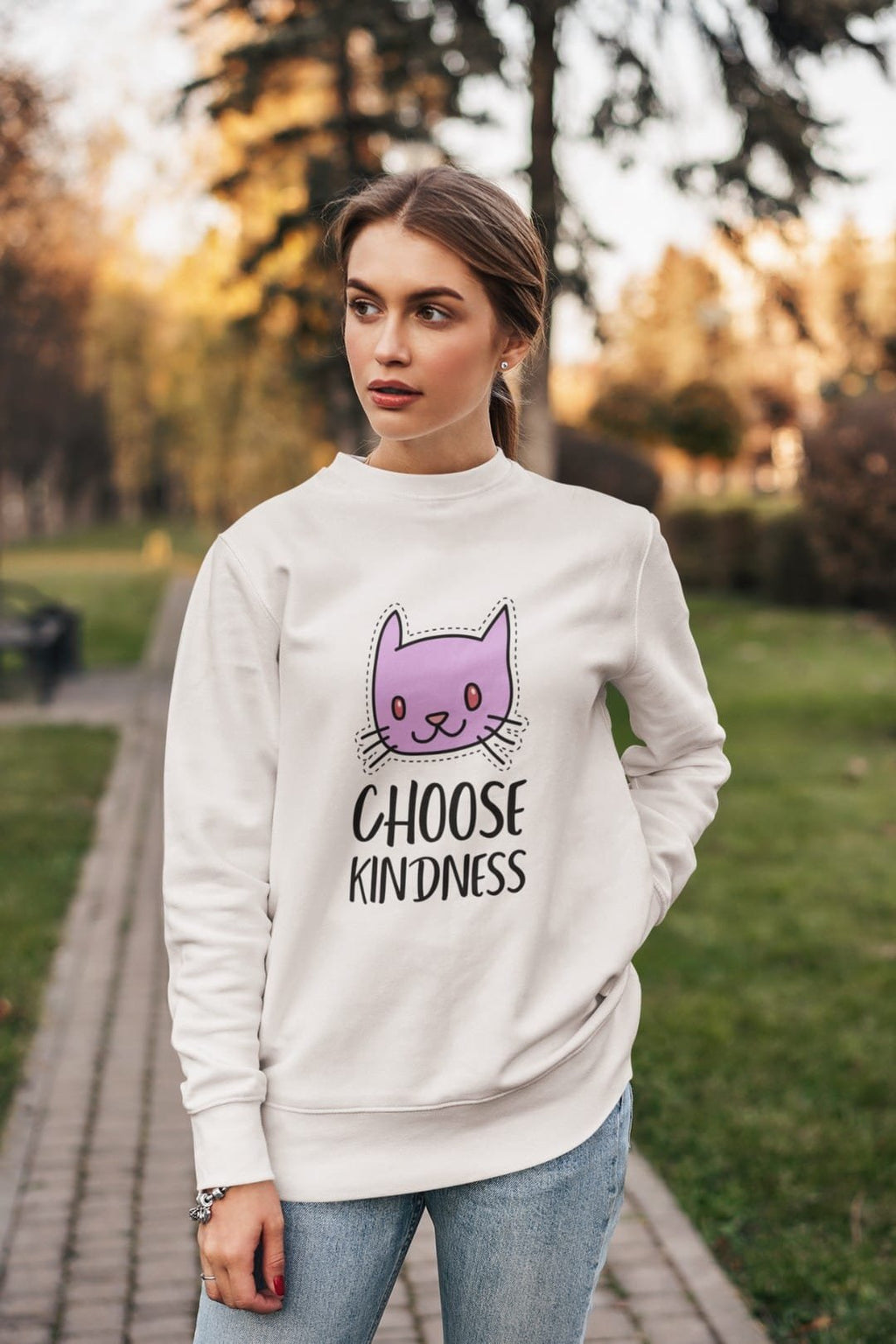 “Choose Kindness” Women’s Sweatshirt – 100% Cotton, Bio-Washed Premium Sweatshirt by dudle