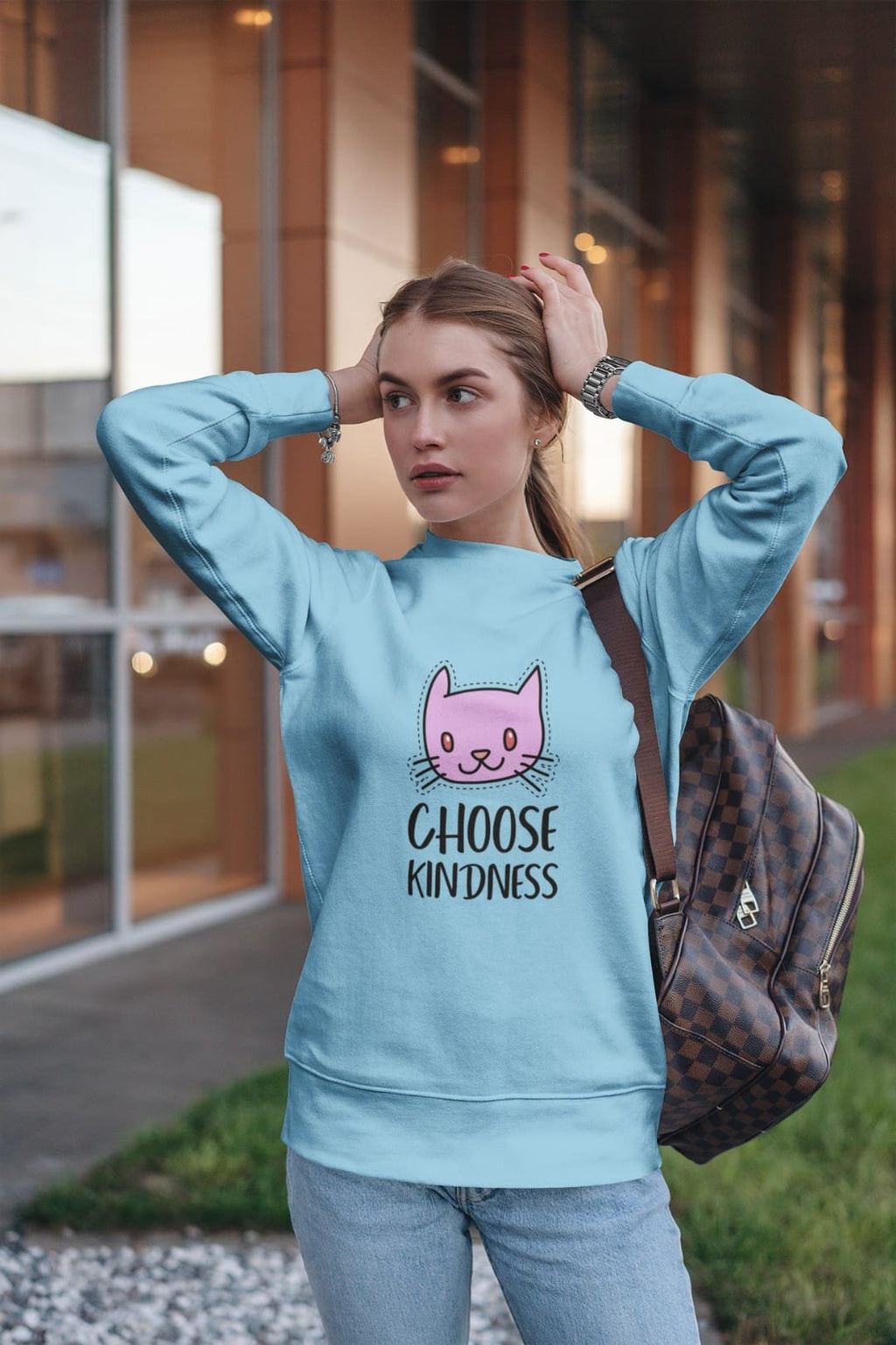 “Choose Kindness” Women’s Sweatshirt – 100% Cotton, Bio-Washed Premium Sweatshirt by dudle