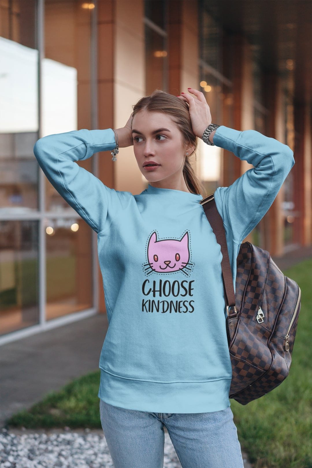 “Choose Kindness” Women’s Sweatshirt – 100% Cotton, Bio-Washed Premium Sweatshirt by dudle