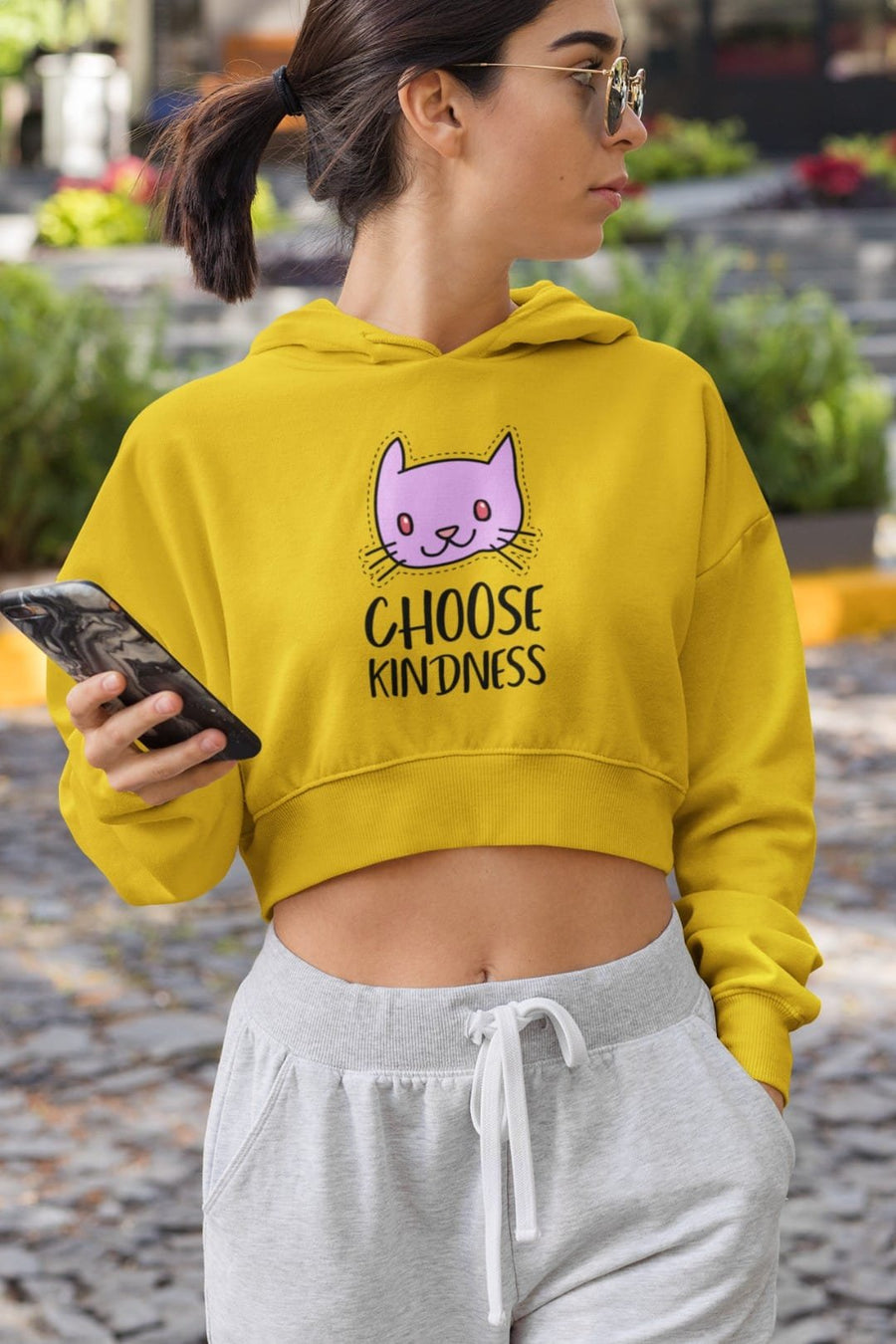 Women’s Cropped Hoodie – Super Combed ‘Choose Kindness’ Crop Hoodie