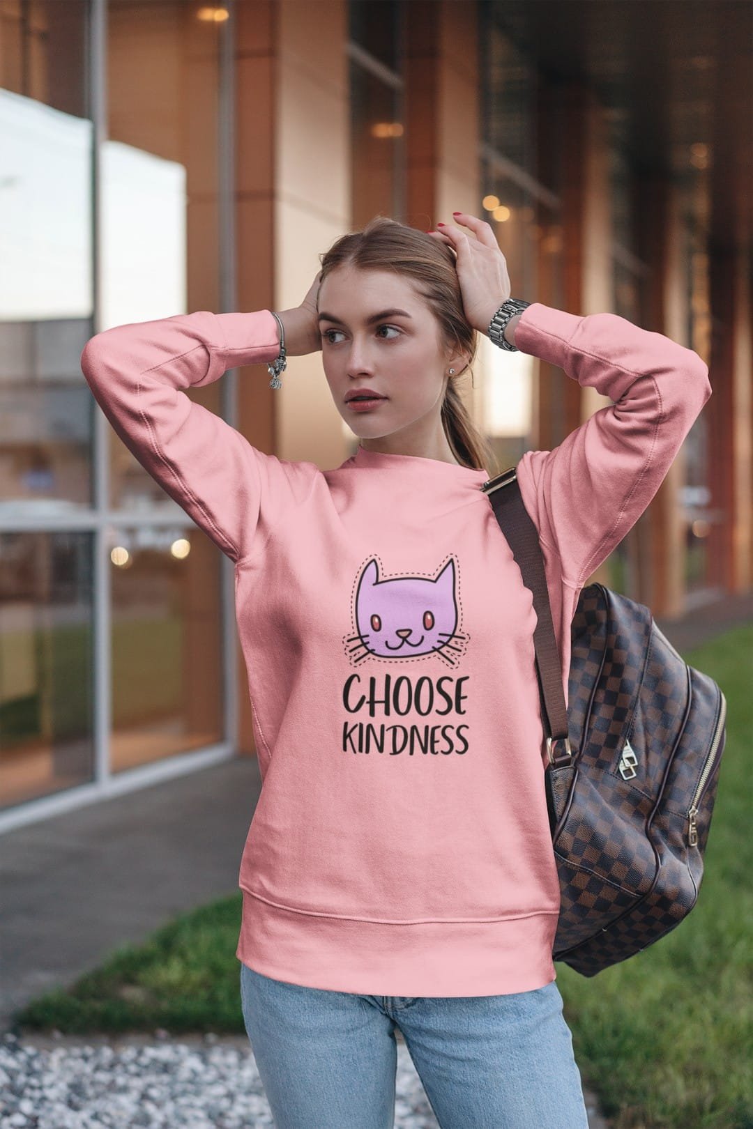 “Choose Kindness” Women’s Sweatshirt – 100% Cotton, Bio-Washed Premium Sweatshirt by dudle