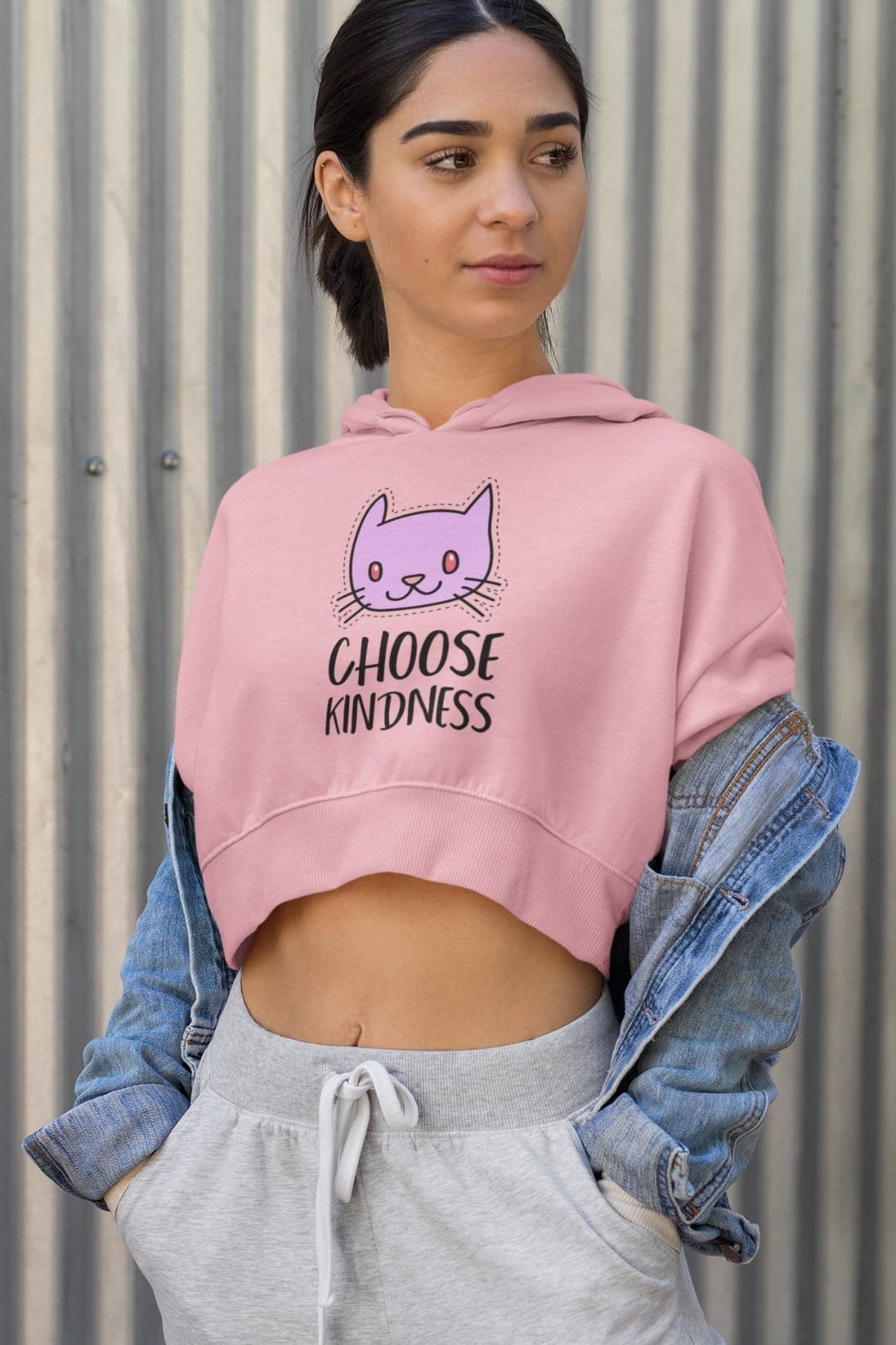 Women’s Cropped Hoodie – Super Combed ‘Choose Kindness’ Crop Hoodie