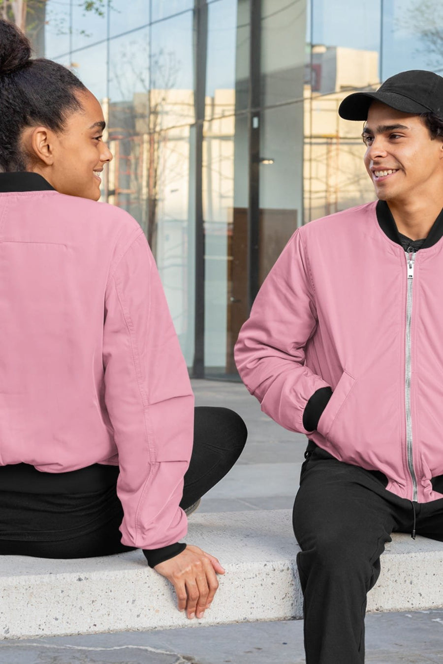 Unisex Pink Color Bomber Jacket