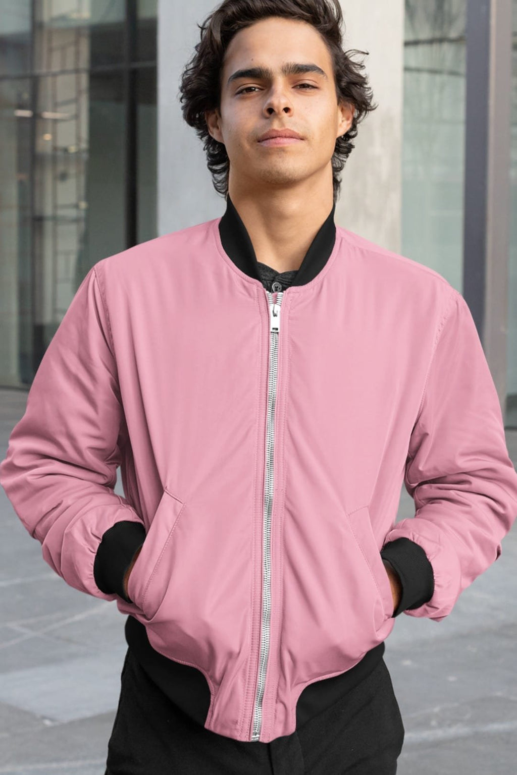 Unisex Pink Color Bomber Jacket
