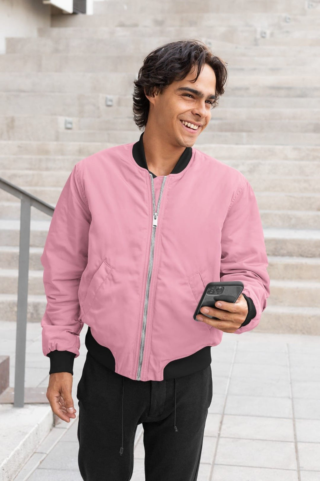 Unisex Pink Color Bomber Jacket