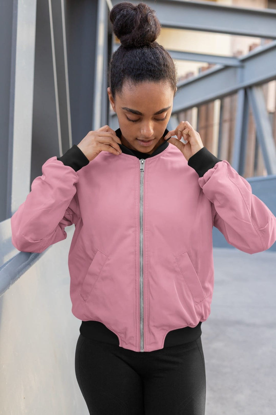 Unisex Pink Color Bomber Jacket