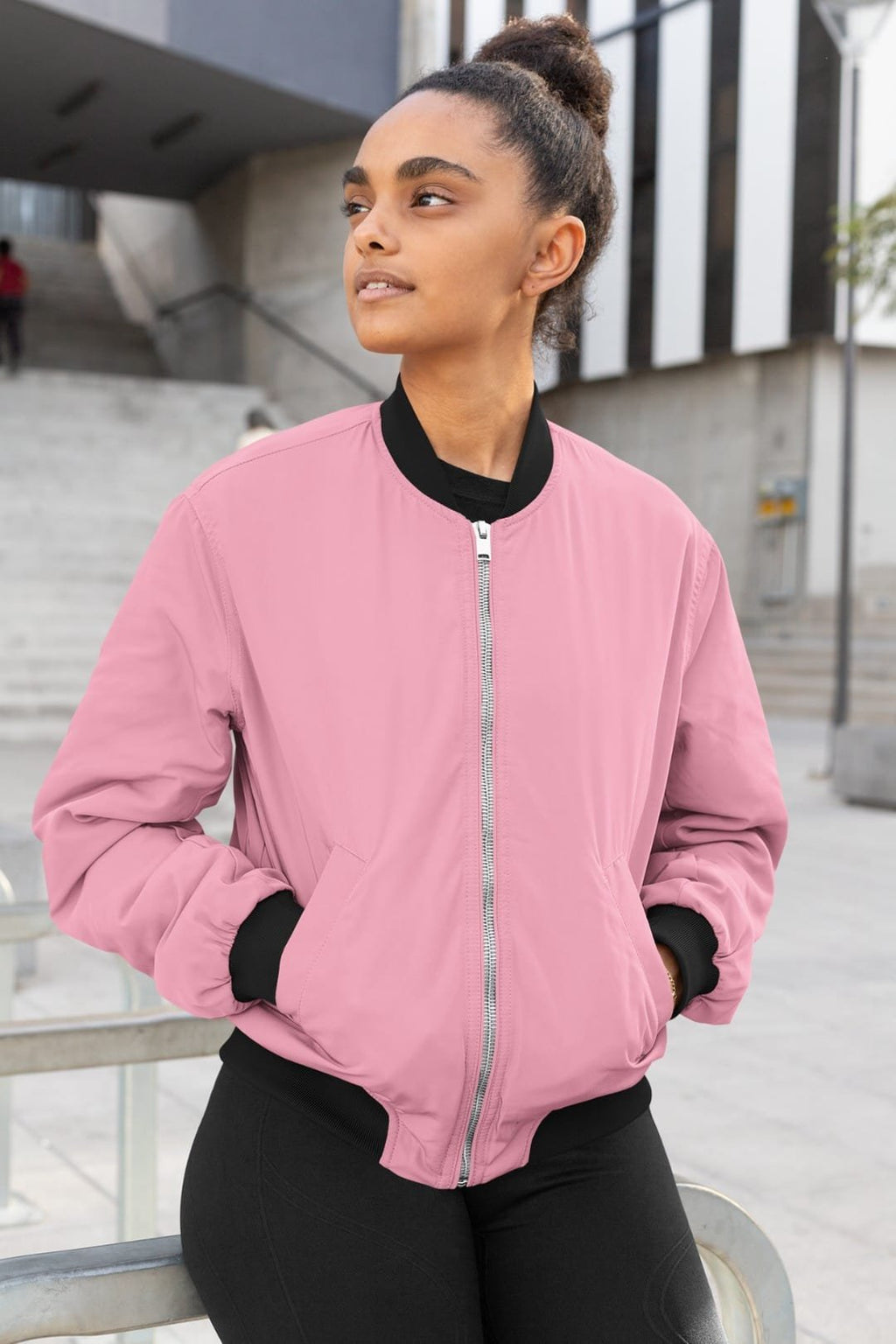 Unisex Pink Color Bomber Jacket