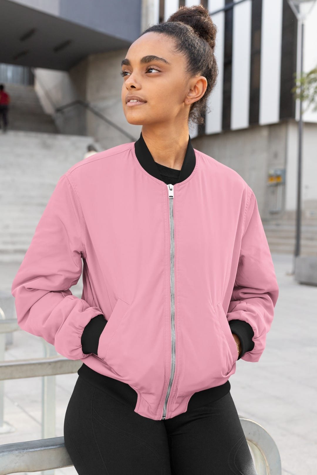 Unisex Pink Color Bomber Jacket