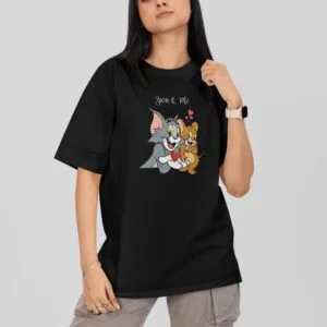 Black Tom and Jerry Oversized Tshirt