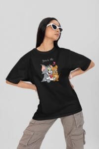 Black Tom and Jerry Oversized Tshirt