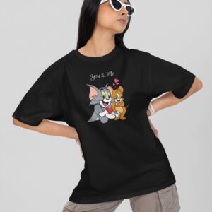 Black Tom and Jerry Oversized Tshirt
